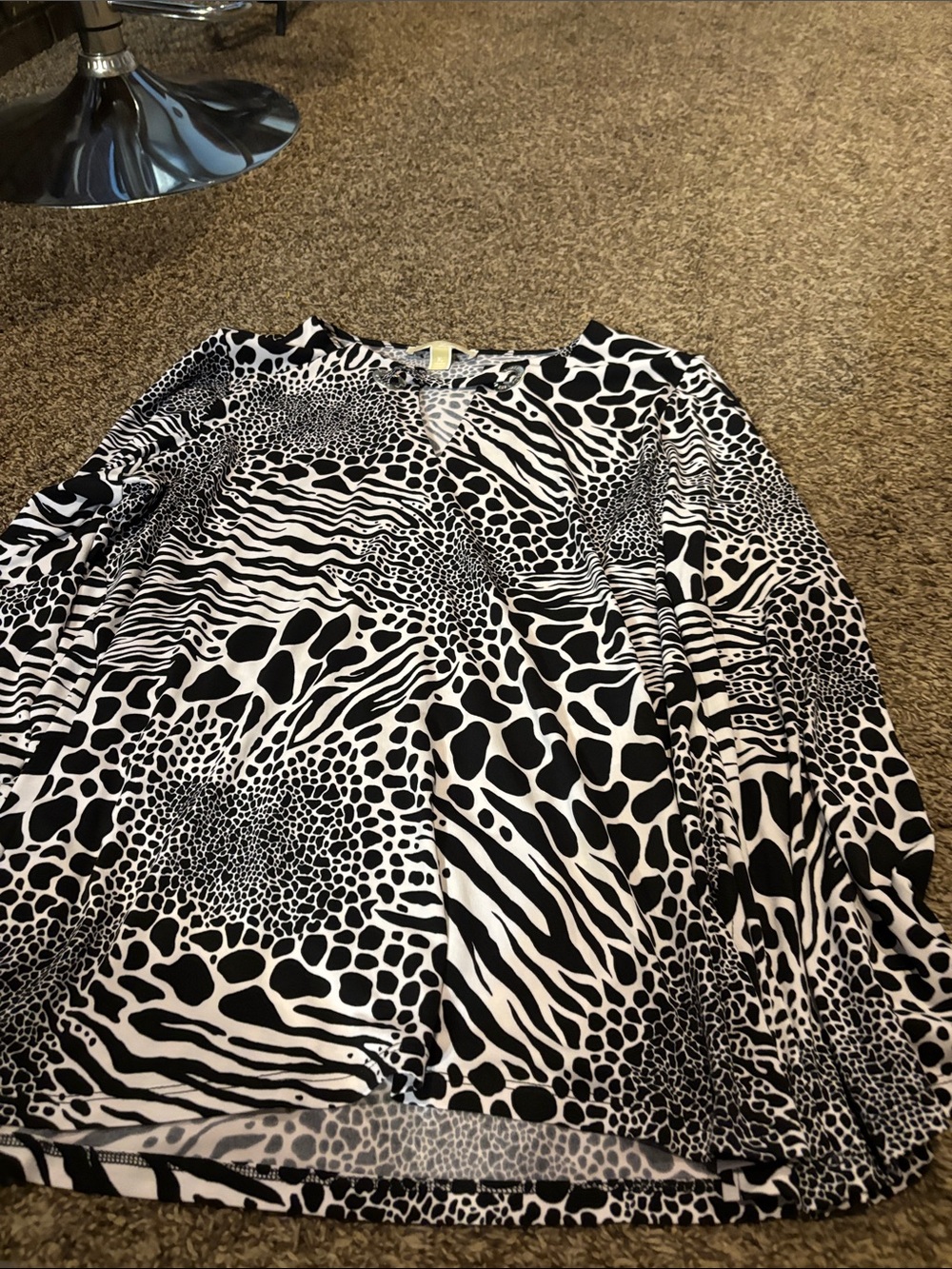 Michael Kors Black and White Animal Print Blouse